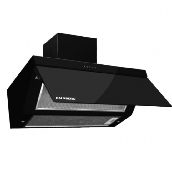 Hota incorporabila decorative HAUSBERG HB-1270, 190W, Corp din Sticla, LED, Filtru din aluminiu lavabil, Putere de absorbtie 450 m3/h, 60 cm, Negru