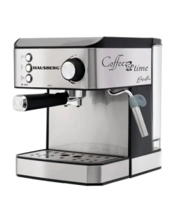 Espressor cafea HAUSBERG HB3725, cafea macinata, 15 bar, 850-1000 W, gri cu negru