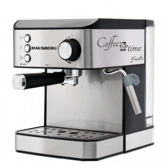 Espressor cafea HAUSBERG HB3725, cafea macinata, 15 bar, 850-1000 W, gri cu negru