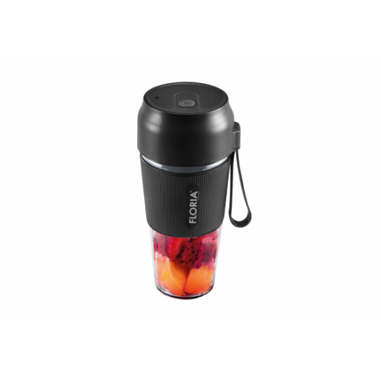 Blender portabil Floria ZLN1719 pentru suc reincarcabil, Capacitate 300 ml, Putere 50W, Lame din otel inoxidabil, Negru