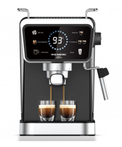Espressor 2 in 1 HAUSBERG HB-3730IN, Hot & Cold, 20 bari, 1350 W, 1,5 L, Protectie la Supraincalzire si Suprapresiune, ERP, NTC, PID, Timer, Display, Spumare, Cafea macinata si capsule