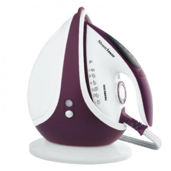 Statie de calcat HAUSBERG HB-7930MV, 2000-2400 W, 5 bar, 1.2 L, 35g/min, cartus anti-calcar, talpa ceramica, oprire automata, Alb/Mov