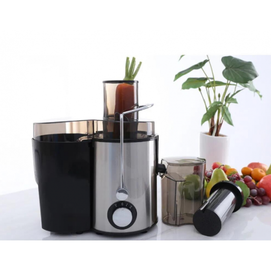 Produs resigilat Storcator de fructe si legume Hausberg HB-7645, 600 W, 2 viteze + Turbo, recipient pulpa 1 l, recipient suc 550 ml, accesoriu impingere, negru + argintiu