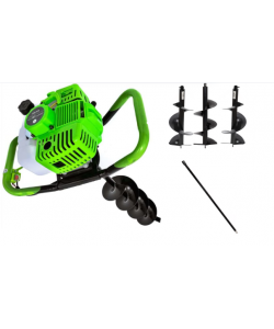 Pachet motoburghiu pamant, Craft-tec 8 Cp, 8000 Rpm, set burghie pamant 100, 150, 200 si 300mm si prelungitor burghiu 100mm