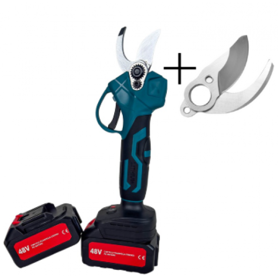 Set Foarfeca de vie si crengi, Campion cu 2 acumulatori, 48V , 8Ah + Lama de rezerva