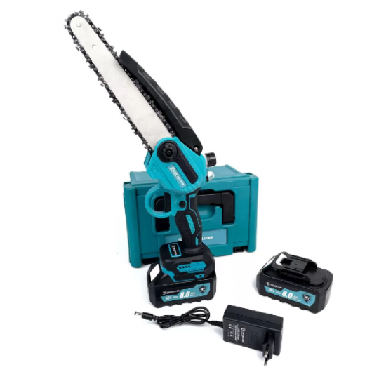 Pachet Gradinarit Mini Drujba Top Helper cu sistem de ungere, 2 acumulatori 36V, 8Ah, Lama 8 Inch ( 20 cm), 2 Lanturi + Foarfeca Campion cu 2 acumulatori, vita de vie si crengi , 48V , 8Ah