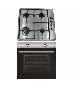 Pachet Cuptor incorporabil Hausberg HB-8051IN, Electric, Putere 2000 W, 76 l, 4 Functii, Clasa A, Plita incorporabila HAUSBERG HB-580IN, aprindere electrica, gaz, 4 arzatoare, sistem siguranta, Negru-Inox