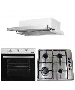 Pachet incorporabil Hausberg Cuptor HB-8053IN, Electric, Putere 2225 W, 71 l, 6 Functii, Ventilatie, Clasa A, Plita HB-580IN, 4 arzatoare, siguranta, Negru-Inox Hota HB-1285IN, 420 m3/h, 2 motoare, 60 cm, Negru-Inox
