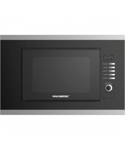 Cuptor cu microunde incorporabil HAUSBERG HB-8065NG, 20 litri, 1200 W, 6 nivele de putere, 8 programe automate, control mecanic, decongelare, timer, sistem blocare copii, negru