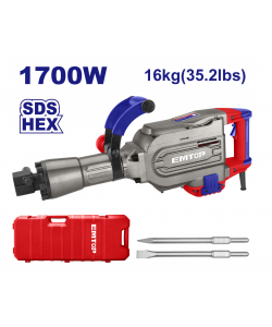 Ciocan demolator HEX, 1700W, 45J, 2 dalti, ambalat in cutie de transport - EDBRH1701, EMTOP