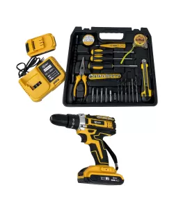 Autofiletanta cu 2 acumulatori 21 V, 3 Ah, incarcator + 30 accesorii , DDT, 1350 Rpm , mandrina 10 mm Autofiletanta cu 2 acumulatori 21 V, 3 Ah, incarcator + 30 accesorii , DDT, 1350 Rpm , mandrina 10 mm