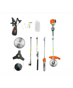 Motocoasa multifunctionala, 5.4CP, 51.2cc + cap drujba, accesoriu gard viu si 4 accesorii