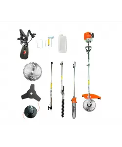 Motocoasa multifunctionala, 5.4CP, 51.2cc + cap drujba, accesoriu gard viu si 4 accesorii Motocoasa multifunctionala, 5.4CP, 51.2cc + cap drujba, accesoriu gard viu si 4 accesorii