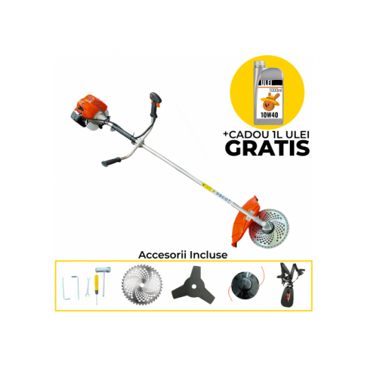 Motocoasa pe benzina, TOGO, 5.4 CP, 10000 rpm, 51.2 cc + accesorii incluse