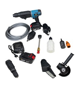 Trusa 6 in 1 Master Tools, cu 2 Acumulatori, 24V, 6Ah, (Mini drujba, Autofiletanta, Pistol Impact, Flex, Rotopercutor, Pistol Vopsit)