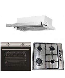 Pachet Cuptor incorporabil Hausberg HB-8051IN, Electric, Putere 2000 W, 76 l, Plita HB-580IN, aprindere electrica, gaz, 4 arzatoare,, Hota telescopica HB-1285IN, absorbtie 420 m3/h, 2 motoare, 60 cm, Negru-Inox