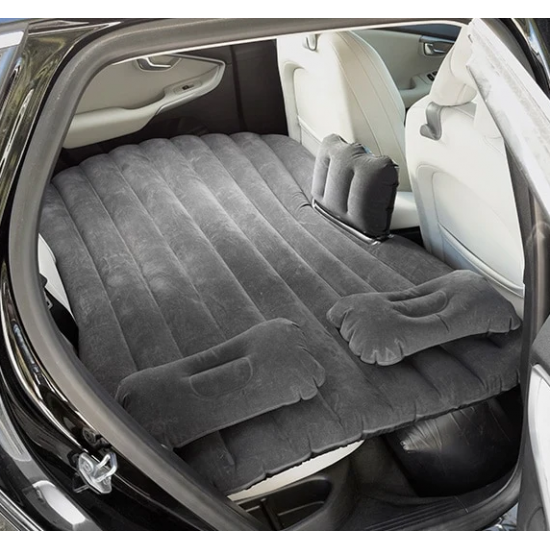 Saltea auto gonflabila cu 2 perne + Pompa Auto rapida Gri/Negru