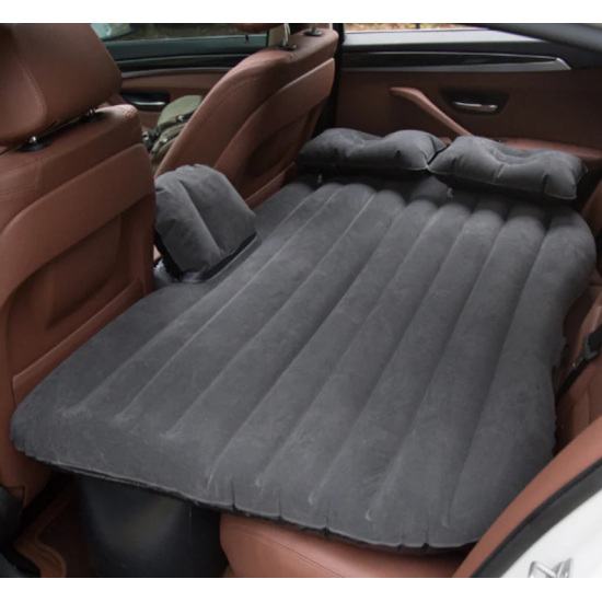 Saltea auto gonflabila cu 2 perne + Pompa Auto rapida Gri/Negru