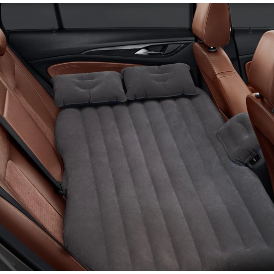 Saltea auto gonflabila cu 2 perne + Pompa Auto rapida Gri/Negru