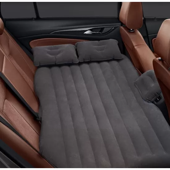 Saltea auto gonflabila cu 2 perne + Pompa Auto rapida Gri/Negru