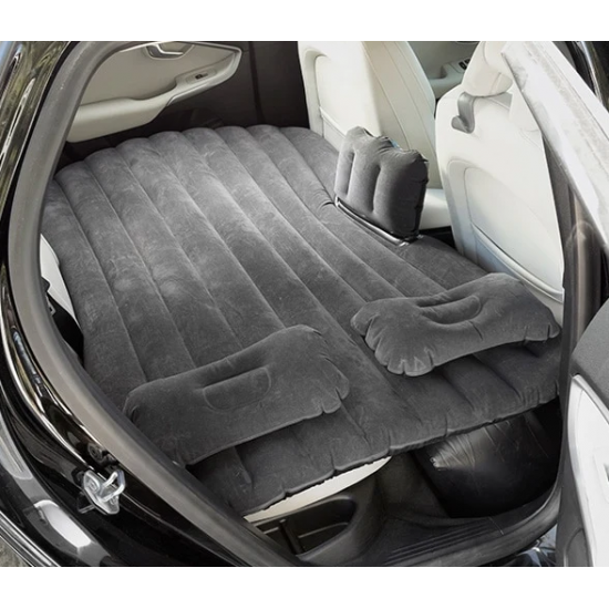 Saltea auto gonflabila cu 2 perne + Pompa Auto rapida Gri/Negru