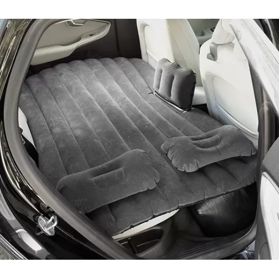 Saltea auto gonflabila cu 2 perne + Pompa Auto rapida Gri/Negru