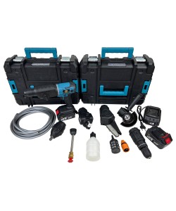 Trusa 6 in 1 Master Tools, cu 2 Acumulatori, 24V, 6Ah, (Mini drujba, Autofiletanta, Pistol Impact, Flex, Rotopercutor, Pistol Vopsit)