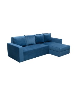 Coltar extensibil Velvet, cu ladă de depozitare, tapiterie stofa, 265 X 160 Blue