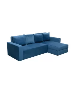 Coltar extensibil Velvet, cu ladă de depozitare, tapiterie stofa, 265 X 160 Blue Coltar extensibil Velvet, cu ladă de depozitare, tapiterie stofa, 265 X 160 Blue