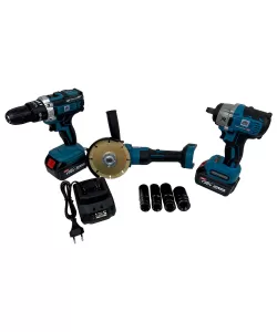 Pachet Masina impact + Polizor + Masina de gaurit, German Meister, 36V 8AH Pachet Masina impact + Polizor + Masina de gaurit, German Meister, 36V 8AH