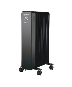 Calorifer electric Digital cu Telecomanda Hausberg HB-8950NG, 2000W, 9 elementi, 3 setari, Termostat electronic, Protectie supra-incalzire, Protectie anti-rasturnare, Negru