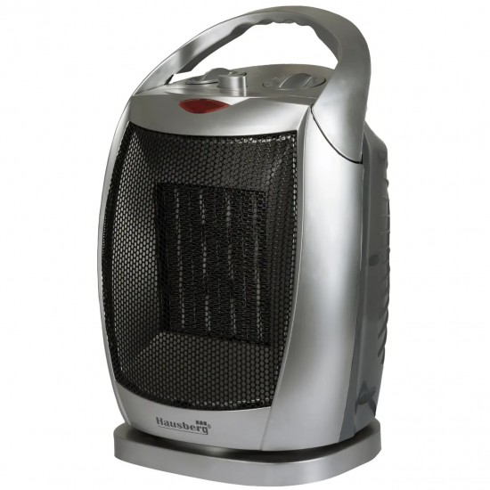 Radiator ceramic Hausberg , 1500 W, element de incalzire ceramic, ventilare/aer cald/aer fierbinte, maner integrat