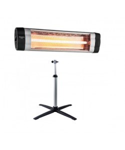 Radiator electric cu infrarosu Hausberg HB-8551AL, 2500W, 1 tub quartz, control reglabil cu termostat mecanic, protectie IP34, Aluminiu + Suport HB-8711