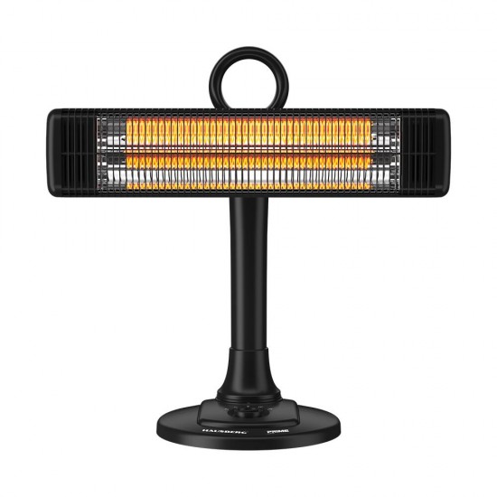 Radiator electric Hausberg HB-8565NG, 1000W, 2 trepte incalzire, tub din fibra de carbon, protectie IP24, termostat mecanic, carcasa din metal
