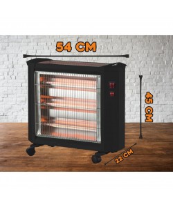 Radiator quartz Hausberg HB 8800, 2000 W, 4 tuburi quartz, 2 trepte putere, termostat reglabil