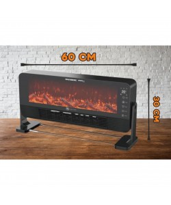 Semineu electric cu Ventilator Hausberg HB-8216NG, Telecomanda, 2000W, 2 setari incalzire, incalzire ceramic PTC cu efect de flacara, Termostat 15-35 grade C, protective IP24, Negru