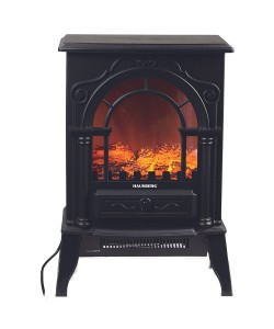 Semineu electric portabil cu ventilator Hausberg HB-8218NG, 2000W, 2 nivele de incalzire, efect clacara LED, luminozitate reglabila, control termostatic, incalzire pana la 30m2, Negru