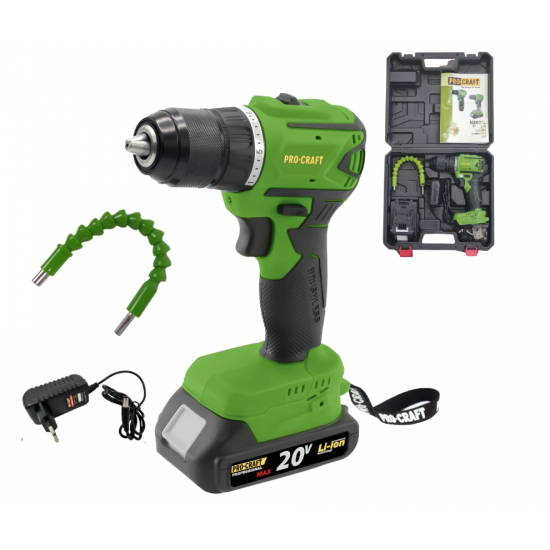 Autofiletanta pe acumulator PROCRAFT PA18LiN, 20 V DC, 2 Ah, 0-600/0-2100 rpm