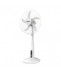 Ventilator cu picior HAUSBERG HB-5870AB, 55W, 3 viteze, diametru 46 cm, temporizator, indicator cu LED, alb