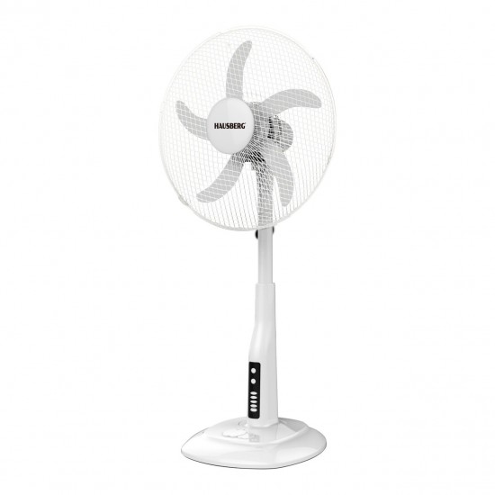 Ventilator cu picior HAUSBERG HB-5870AB, 55W, 3 viteze, diametru 46 cm, temporizator, indicator cu LED, alb Ventilator cu picior HAUSBERG HB-5870AB, 55W, 3 viteze, diametru 46 cm, temporizator, indicator cu LED, alb