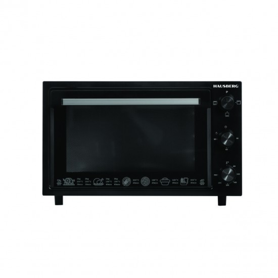 Cuptor electric HAUSBERG HB-9315, capacitate 38 litri, 1300-1500W, 6 functii de gatire, termostat reglabil 50-300°C, negru