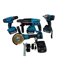 Pachetul Gospodarilor Bormasina cu impact+Bormasina de gaurit si insurubat+Flex+Ciocan rotopercutor cu 3 acumulatori 36V 8AH, 