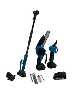 Set Foarfeca Gradina si Mini Drujba German Meister, 2 acumulatori 36V, 8Ah cu brat 2m telescopic, unghi taiere reglabil