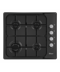 Plita incorporabila email 4 ochiuri Zilan ZLN-0034, Negru Gaz gpl sau natural, 60x50 cm
