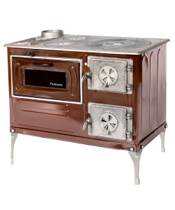 Soba pe lemne cu plita si cuptor Fantazia PF Evacuare Stanga  Maro