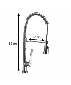 Baterie de bucatarie Z-Inox  cu gat flexibil de 45 cm, corp din alama, suprafata cromata, doua moduri de stropire