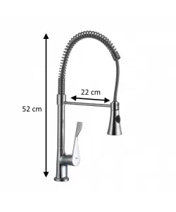 Baterie de bucatarie Z-Inox cu gat flexibil de 45 cm, corp din alama, suprafata cromata, doua moduri de stropire Baterie de bucatarie Z-Inox cu gat flexibil de 45 cm, corp din alama, suprafata cromata, doua moduri de stropire