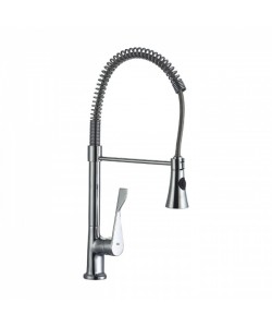 Baterie de bucatarie Z-Inox  cu gat flexibil de 45 cm, corp din alama, suprafata cromata, doua moduri de stropire