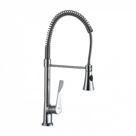 Baterie de bucatarie Z-Inox cu gat flexibil de 45 cm, corp din alama, suprafata cromata, doua moduri de stropire