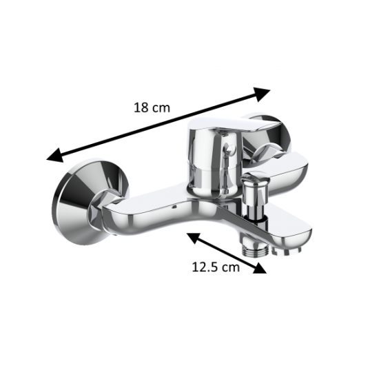 Baterie de cada Z-Inox ZLN8177 + furtun de 1.5 m + para dus, Argintiu